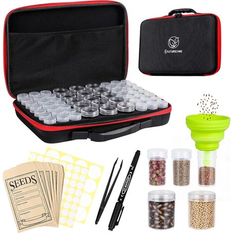 57 Slots Seed Box, Vegetable Garden Seed Storage with Self-Adhesive Labels Seed Organizer for Storage and Organization of Flowers, Tomatoes, Vegetables, Plants (1/5)