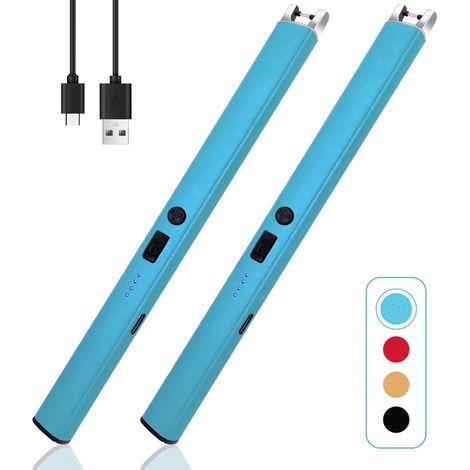 Allumeur Électrique Sans Flamme - Technologie Arc Plasma Rechargeable USB - Résistant au Vent - Affichage LED de Puissance - Sécurité Enfant - Pour Bougies, Barbecue, Camping - 2 Pièces (1/5)