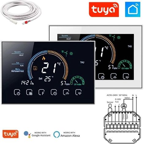 Beca Termostato Smart WiFi con Sonda BAC-8000MLWE-FAN Controllo Ventola 0-10V e Valvola Motorizzata  Bianco (1/5)