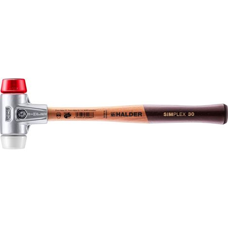 HALDER SIMPLEX Schonhammer Ø 30 mm Plastik rot / Superplastik mit Aluminiumgehäuse (1/5)