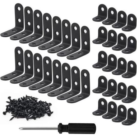 36 Befestigungswinkel, 20x20 mm und 40x40 mm, Schwarz, Edelstahl, L-Form, 90°-Winkel, Möbelreparatur (1/5)