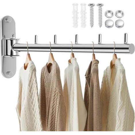 Porte-Vêtements Cintre Mural Étendoir Pliable en Acier Inoxydable (1/5)