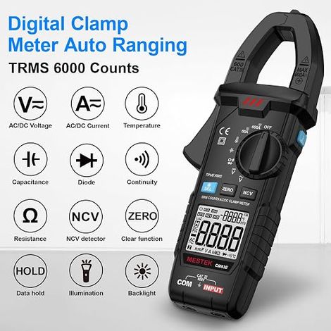 Pince Ampèremétrique Numérique AC DC 0-600A Multimètre Clamp Automatique Voltmètre Tester Mesure Courant Tension Température Diode Continuité Résistance Fréquence Capacité VFD Low-Z (1/4)