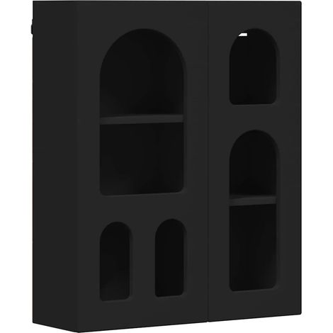 Armadietto sospeso moderno per bagno 59 x 20 x 71 cm ampio spazio di archiviazione in legno multistrato nero 020054783