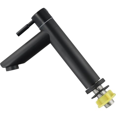 Mitigeur de lavabo, inox, noir, pour salle de bain et vasque (1/5)