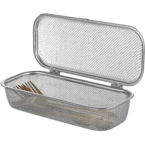 Panier à couverts pour lave-vaisselle en acier inoxydable 304 – Avec fermeture sécurisée, couleur argent (1/5)