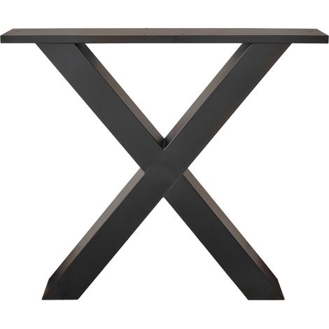 Skraut Home - Support, Tréteau, Pieds, En forme de X, Métal, Pour Plateaux de Table, 84x8x71 cm, Salon, Salle à manger, Bureau, Couleur Noire (1/4)