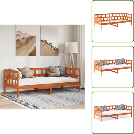 The Living Store Dormeuse senza Materasso Marrone Cera 80x200 cm Legno di Pino - Divano letto