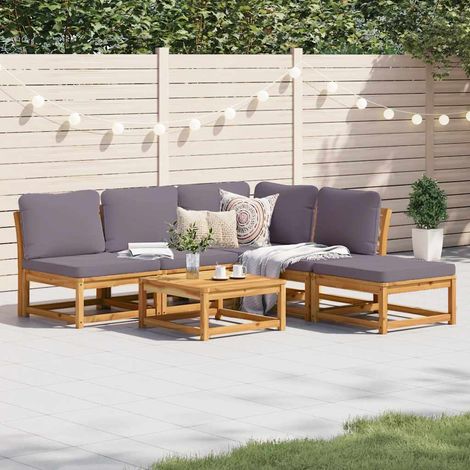 6-tlg. Garten-Lounge-Set mit Kissen Massivholz Akazie (1/5)