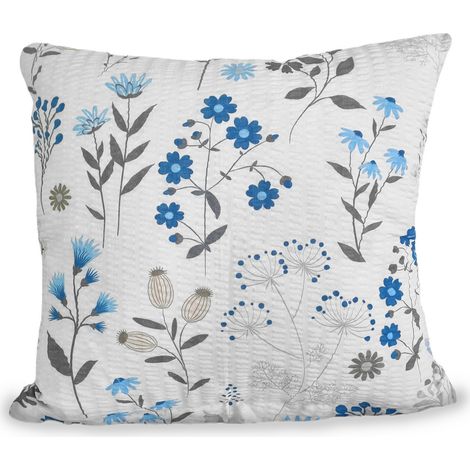 Taie d'oreiller écorce 40x40 blanc bleu gris prairie d'été (1/2)