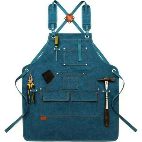 Tablier de jardinage bleu enfant longueur 47cm (1/4)