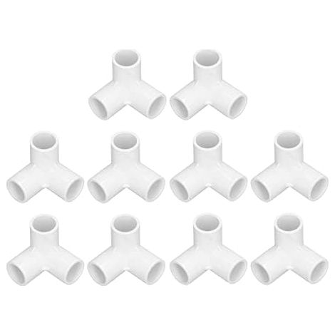 10 PCS 3 Voies Raccords De Tuyaux PVC Connecteurs Plastique Angle Droit Té Coin Connecteur 20mm Diamètre Intérieur pour Conduites D'eau Meubles Blanc - (1/5)