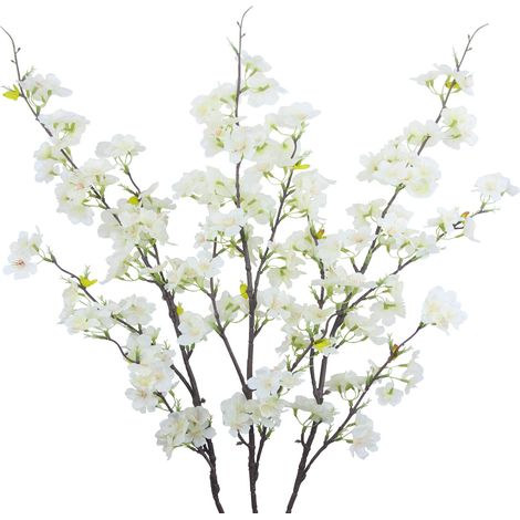 Lot de 3 Fleurs de Cerisier artificielles en Soie Blanche avec Feuilles et Branches de Cerisier - Arrangements de Vase pour Mariage, intérieur et extérieur - Décoration de fête (1/5)