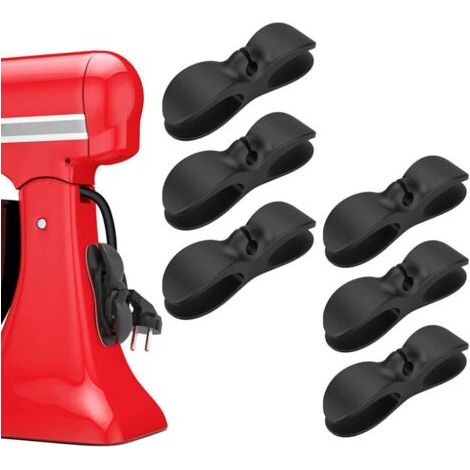 Sollbry Noir 6 Pcs Organiseur Cordon pour Appareils - Organisateur Adhésive pour Petits Appareils Cuisine Enrouleur de Cordon Support de Cordon Organiseur pour Câbles électroménagers Mixeurs Cafetière