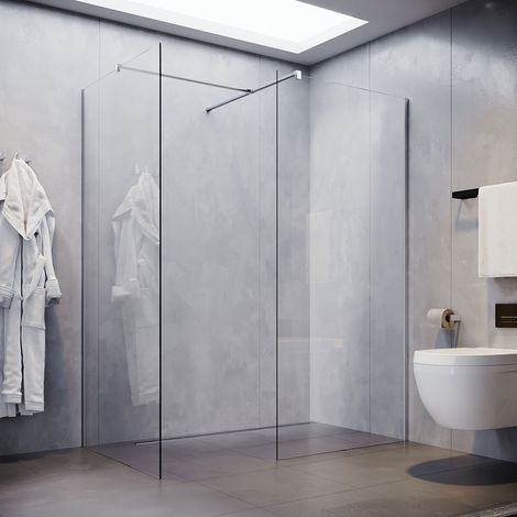 SONNI 120x200cm Walk in Paroi de douche avec 76cm de paroi latérale 8mm Nano verre Cabine de douche avec barre de stabilisation (1/5)
