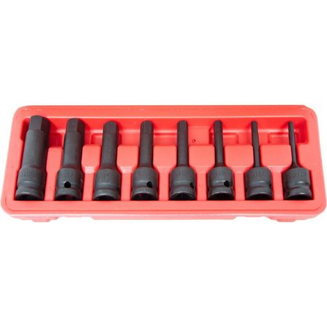 Coffret de 8 douilles à choc 1/2 – Empreinte 6 pans – Acier chrome-molybdène – Dimensions 5-19 mm – Pour travaux mécaniques – Kroftools