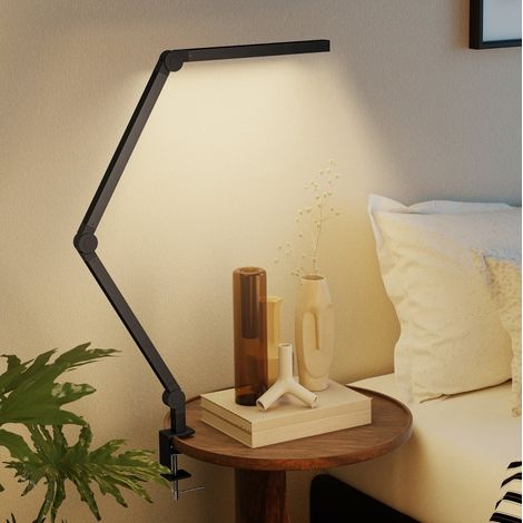 Lampe de bureau à pince, luminosité et température de couleur réglables, 96 LED, noire HAVRYA