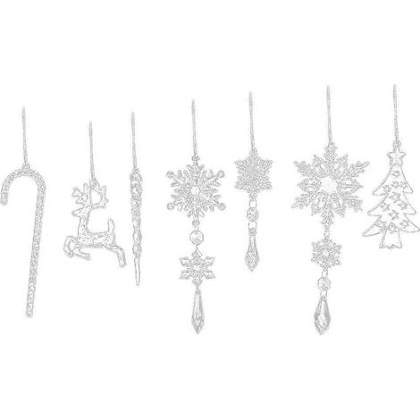 18 décorations de Noël en cristal, flocons de neige de Noël en acrylique à suspendre (1/5)