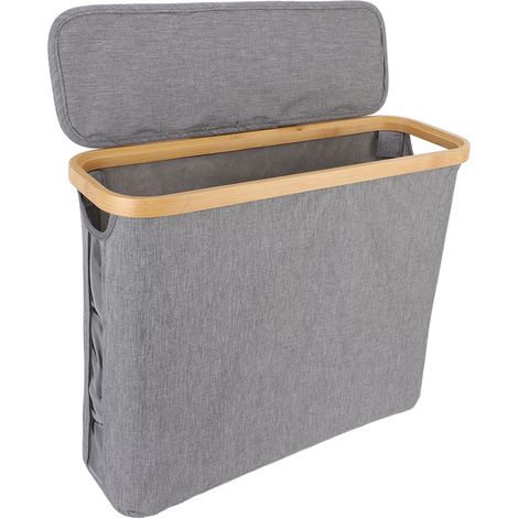 Panier papier toilette avec couvercle oxford tissu visuel pliable résistant à l'eau anti-poussière gain de place organisateur de toilettes accessoires gris (1/4)