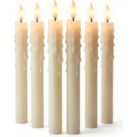 Bougies Chandelier (19cm) - Fausse Bougie Flamme Vacillante Effet Cire Coulante - Cierge Électrique Sans Flamme pour Décoration de Table, Mariage, Dîner (1/5)