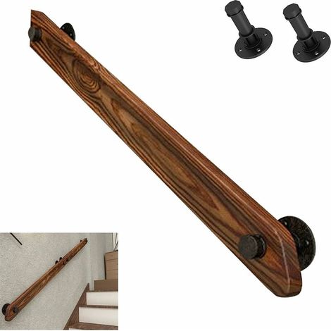 Main Courante Main Courante D'escalier 30cm, Mains Courantes Intérieures en Bois Antidérapantes De Sécurité, Rampes De Terrasse De Lofts De Couloir De Jardin Fixés Au Mur, Tige ,Lefou (1/5)