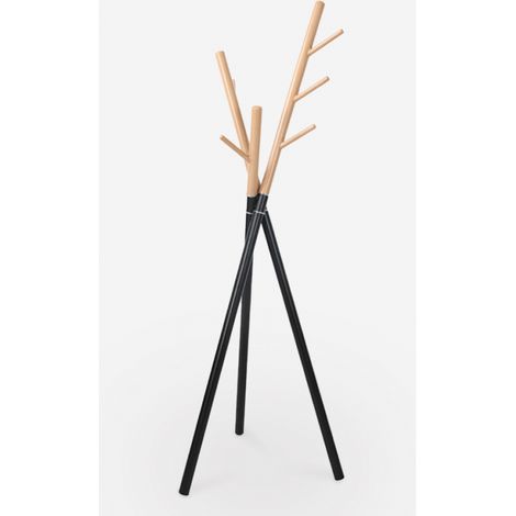 Appendiabiti da terra ingresso stile scandinavo legno metallo nero Zavest