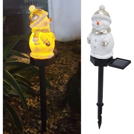 Lampes de jardin décoratives à LED en forme de bonhomme de neige, alimentées à l'énergie solaire, pour jardins et cours, éclairage paysager extérieur au sol (1/5)