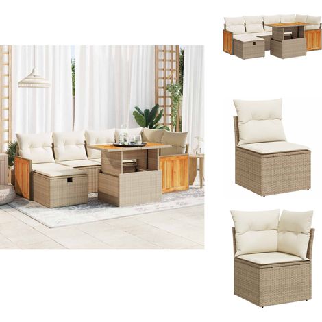 8-tlg. Garten-Sofagarnitur mit Kissen Beige Poly Rattan - Gartensofa Set - Garten Sofa Set - Outdoor Sofa Set - Garten Sofagarnitur (1/5)