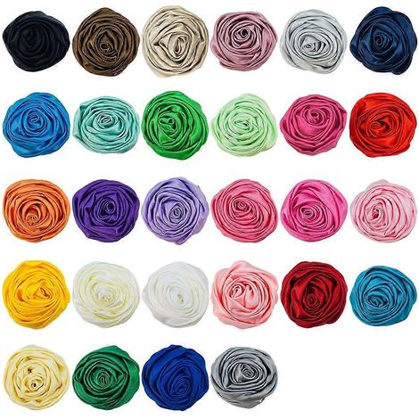Set mit 28 weichen Satinblumen (5 cm) zum Basteln von Haarbändern und Haarspangen für Frauen und Mädchen (1/4)