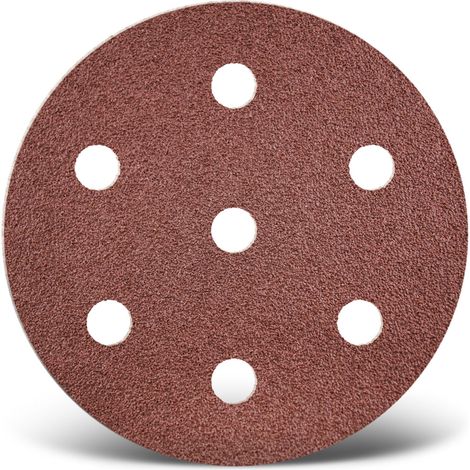 MENZER Red Dischi abrasivi velcrati, 90 mm, 7 fori, p. Levigatrici rotorbitali, Corindone normale (25 Pz.) G24