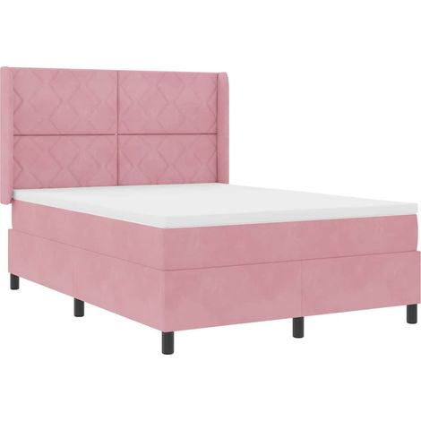 Cama tipo Box Spring con cabecera Rosa 160 x 200 cm Terciopelo vidaXL (1/5)