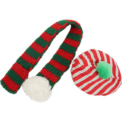Ensemble bonnet et écharpe pour chien, idéal pour Noël. Adorable ensemble bonnet tricoté pour chat et chien de petite, moyenne et grande taille (rouge, vert, taille S). (1/5)