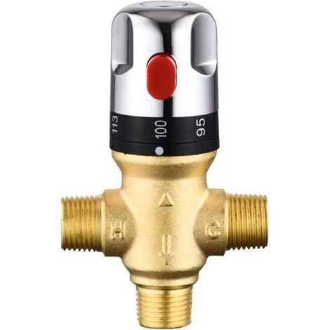 Mitigeur thermostatique rglable de salle de bains mitigeur d'eau en laiton vanne de contrle de temprature de mlange d'eau chaude/froide (1/5)