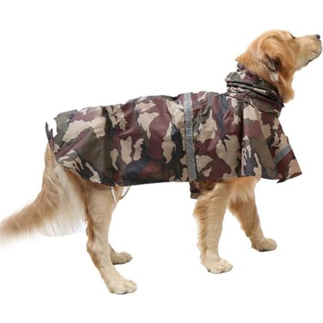 Reflective Dog Raincoat with Hood, Ultra Lightweight Breathable Dog Raincoat Rain Cover for Medium Large Dogs (Brown) (1/2)