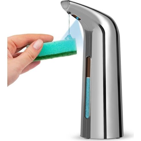 Dispenser di sapone automatico con sensore, impermeabile, senza contatto, a infrarossi, per bagno, cucina, hotel, ristorante - Argento - Crezuo