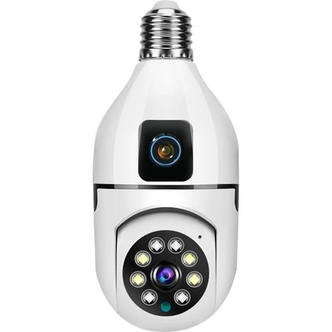 4K CCTV PTZ WiFi Double Objectif Double écran E27 Ampoule caméra Tuya Vie Intelligente sécurité caméra de Surveillance vidéo AI Humain Suivi Automatique(Cam Add 32G Card) (1/5)
