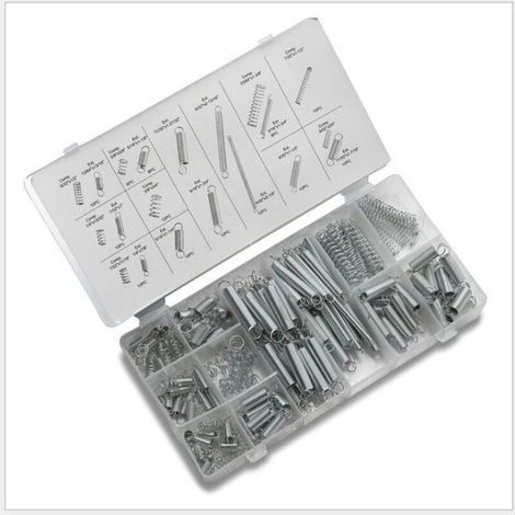 Kit de 200 ressorts métalliques (compression & traction) avec boîte de rangement – Précis, robuste et polyvalent (1/4)