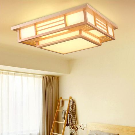 Senderpick – Plafonnier japonais LED dimmable en bois massif – 3 couleurs réglables – Design créatif pour salon et chambre – Éclairage 10-12m²