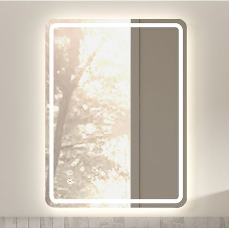 Espejo de baño LED con función antivaho, regulador de intensidad, 3 temperaturas de color, cristal plateado (1/5)