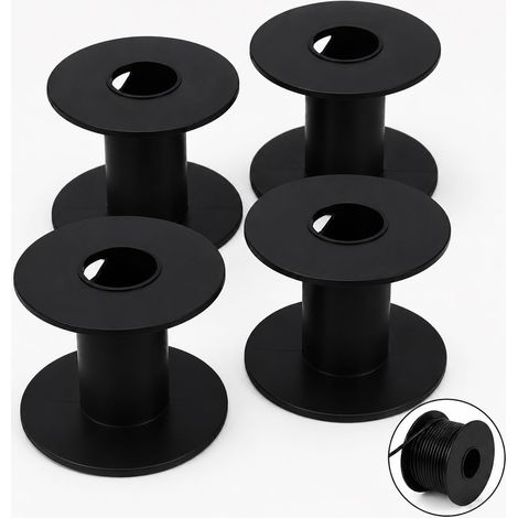 Lot de 4 bobines de câble vides en plastique cylindriques pour la gestion des câbles dans le laboratoire et l'atelier, peu encombrant, design compact (1/5)