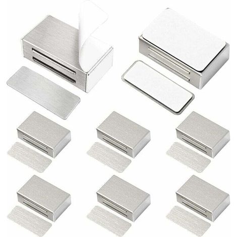 Aimant de Porte Placard Adhesif Lot de 8 Loquets Magnétiques de Porte Mise à Jour sans Vis sans Perçage pour Placard de Cuisine Aimant Fermeture Puissant pour Tiroir, Armoire, des Meubles, etc (1/5)