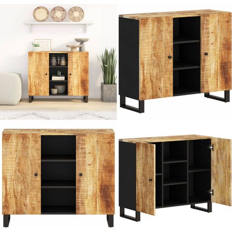 Buffet avec 2 portes 90x33x75 cm bois massif de manguier - Buffet - Commode - Meuble De Rangement - Mobilier - Bois Massif - Home & Living (1/5)