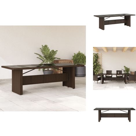 Table de jardin avec dessus en verre marron résine tressée - Table De Jardin - Table Extérieure - Table Patio - Mobilier De Jardin - Table En Verre (1/5)
