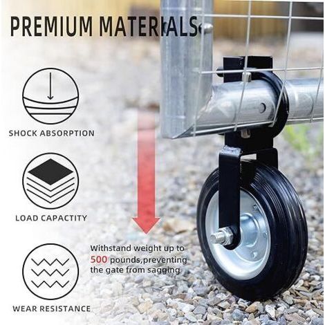 Roue de portail 154 mm – Capacité de charge 227 kg – Pour tuyaux de 41,3 mm à 50,8 mm – Cadre en acier – Usage sur surfaces variées