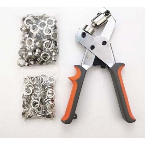 Pince à œillets,Ensemble Professionnel de Perforateur d'œillets avec 100 Pièces (Ø intérieur 10.5 mm) œillets en Métal pour Cuir Tissu Bâche Rideau PVC Cisea (1/4)