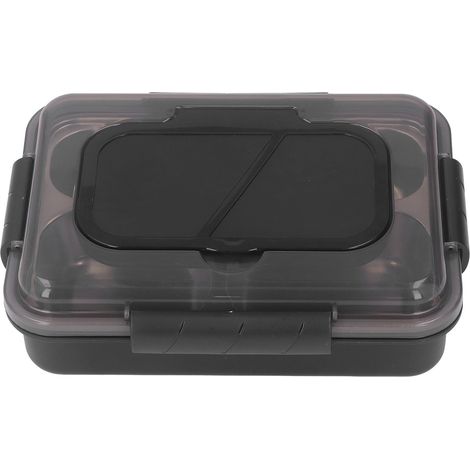 Boîte à lunch en acier inoxydable à 4 compartiments pour aliments et collations, étanche, avec cuillère et baguettes pour enfants et adultes. (1/5)