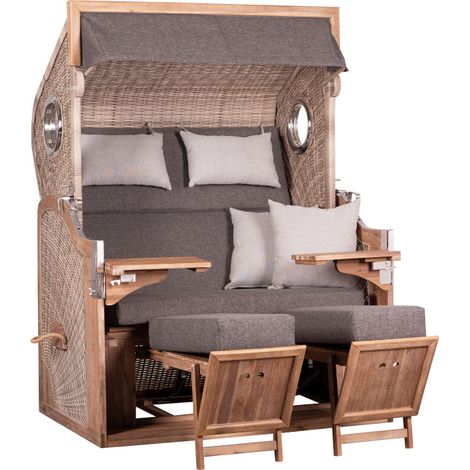 TRENDY by deVries Strandkorb ""TRENDY PURE GREENLINE 175XL"" PE ant. wh. Des. 753, Größe 135 x 90 x 165 cm