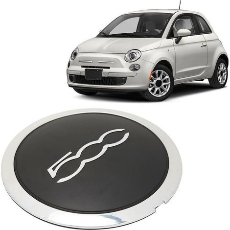 Capuchon central de roue noir avec garniture chromée – Remplacement direct pour Fiat 500 2012-2022 – Matériau ABS résistant aux températures - 68078419AC