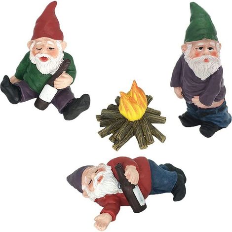 Ensemble de 4 gnomes ivres pour la décoration de jardin - Figurines ludiques pour pelouse, terrasse, cour ou porche (1/5)