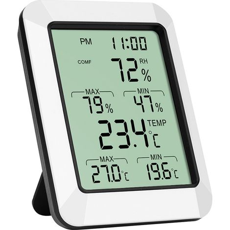 Digitale LCD-Funkuhr mit Kalender, Wecker, Wochentagsanzeige, Doppelalarm, großen Farbziffern, Tischuhr mit Thermometer (1/5)